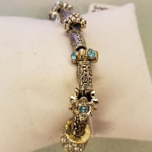 Bangle 7" Blue Swarovski Grapes Flowers